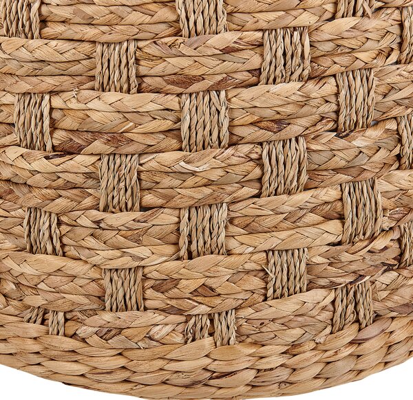 Puf prírodná farba morská tráva vodný hyacint 40 cm polystyrénová výplň taburetka v boho štýle