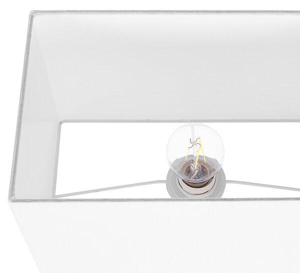 Stolná lampa zlatý kovový podstavec 62 cm biele látkové tienidlo obdĺžniková moderná obývacia izba