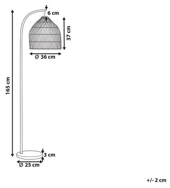 Stojaca lampa prírodná béžová ratanové tienidlo 165 cm kovový stojan boho dizajn obývacia izba