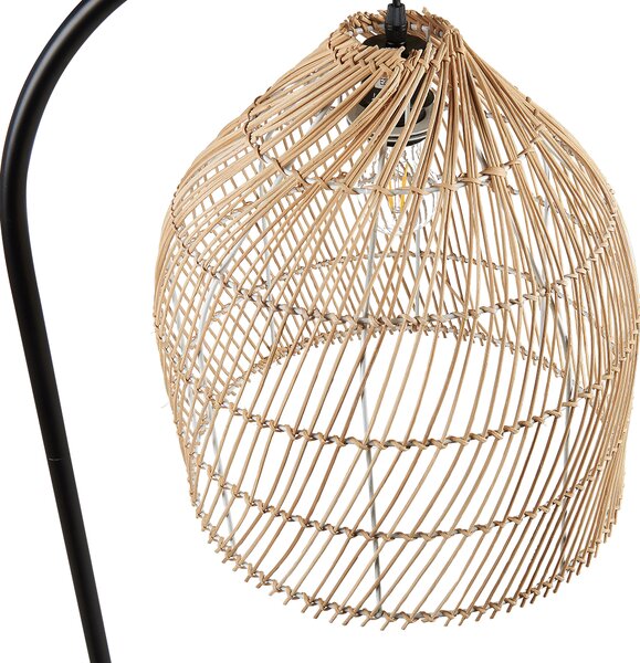 Stojaca lampa prírodná béžová ratanové tienidlo 165 cm kovový stojan boho dizajn obývacia izba