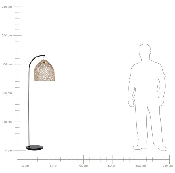 Stojaca lampa prírodná béžová ratanové tienidlo 165 cm kovový stojan boho dizajn obývacia izba