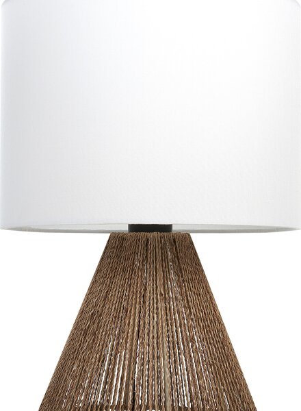 Stolná lampa prírodný papierový výplet látkové tienidlo boho dizajn osvetlenie do interiéru