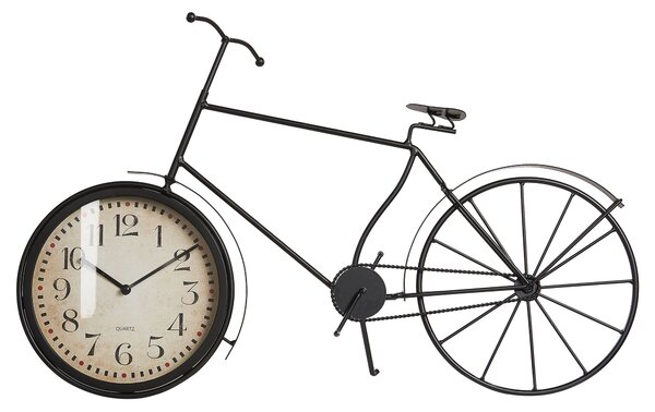 Stolné hodiny čierne kovový rám 37 cm v tvare bicykla moderný dizajn bytové doplnky
