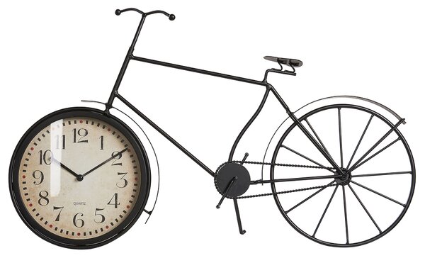Stolné hodiny čierne kovový rám 37 cm v tvare bicykla moderný dizajn bytové doplnky