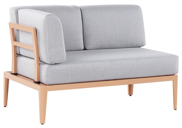 Záhradná sedacia súprava sivá svetlé drevo hliník polyester 6-miestna 2 konferenčné stolíky balkón terasa exteriér