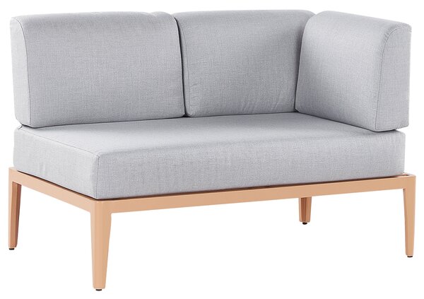Záhradná sedacia súprava sivá svetlé drevo hliník polyester 6-miestna 2 konferenčné stolíky balkón terasa exteriér