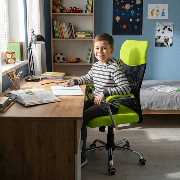 Detská stolička Neoseat TEENAGE — látka, čierna / reflexná zelená