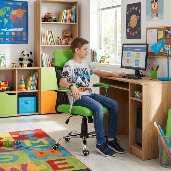 Detská stolička Neoseat TEENAGE — látka, čierna / zelená