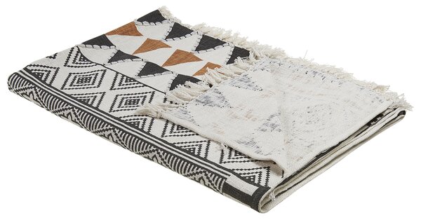 Prikrývka viacfarebná bavlnená 130 x 180 cm geometrický vzor prírodný dizajn boho spálňa obývačka