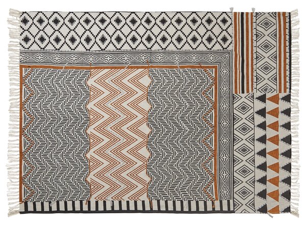Prikrývka viacfarebná bavlnená 130 x 180 cm geometrický vzor prírodný dizajn boho spálňa obývačka