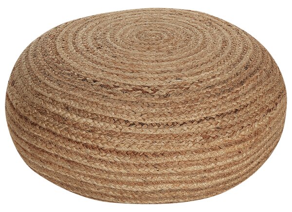 Taburetka béžová prírodná juta 50 x 20 cm okrúhla podnožka puf na sedenie boho štýl obývačka spálňa