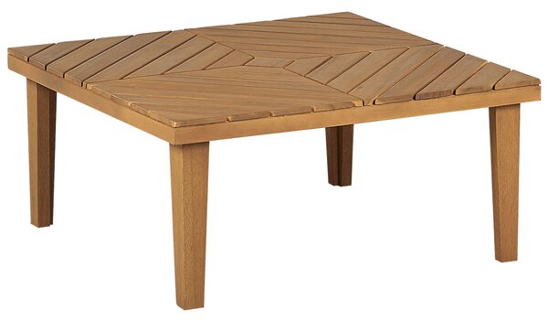 Vonkajší konferenčný stolík akáciové drevo 70 x 70 cm lamelový dizajn záhrada terasa moderný dizajn