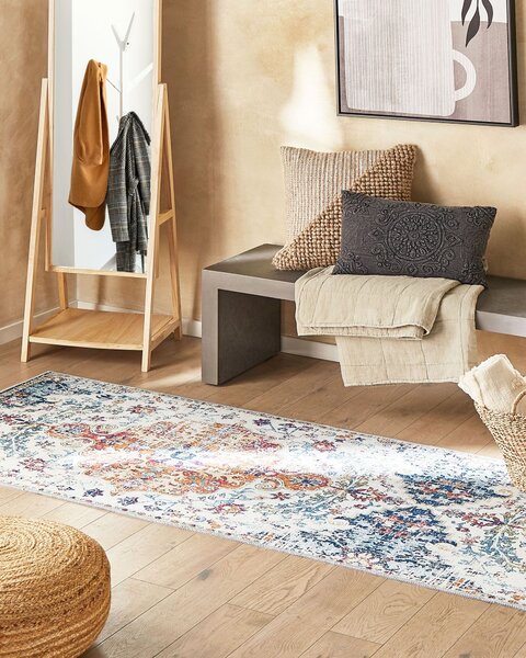 Koberec viacfarebný polyester 80 x 300 cm s orientálnym vzorom behúň moderná kuchyňa chodba