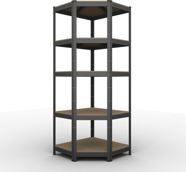Kovový regál ECONOMY rohový 180x70x40 5 políc - čierna