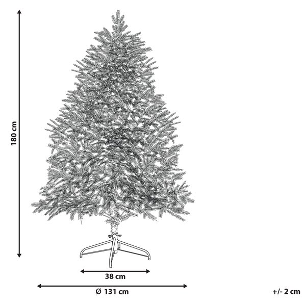 Umelý vianočný stromček biely 180 cm syntetický materiál biele zasnežené vetvy s LED svetielkami vianočná výzdoba