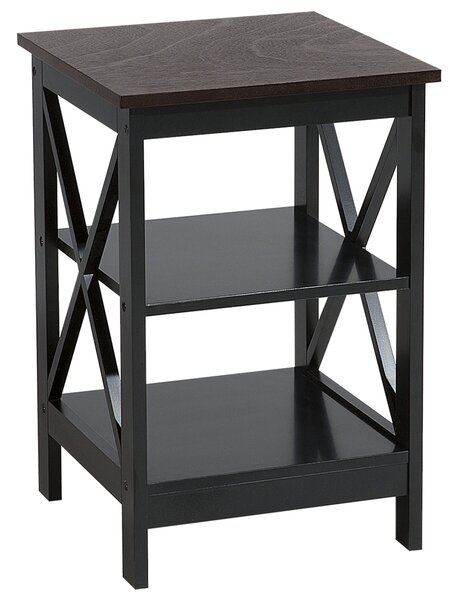 Odkladací stolík čierny MDF 40 x 40 cm štvorcový s 2 policami moderný škandinávsky štýl