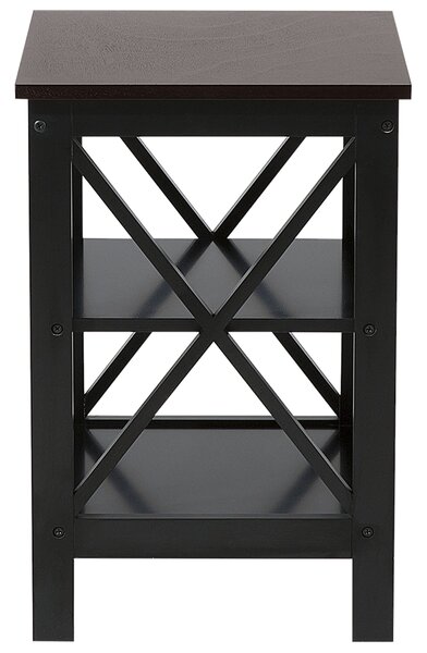 Odkladací stolík čierny MDF 40 x 40 cm štvorcový s 2 policami moderný škandinávsky štýl
