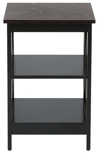 Odkladací stolík čierny MDF 40 x 40 cm štvorcový s 2 policami moderný škandinávsky štýl