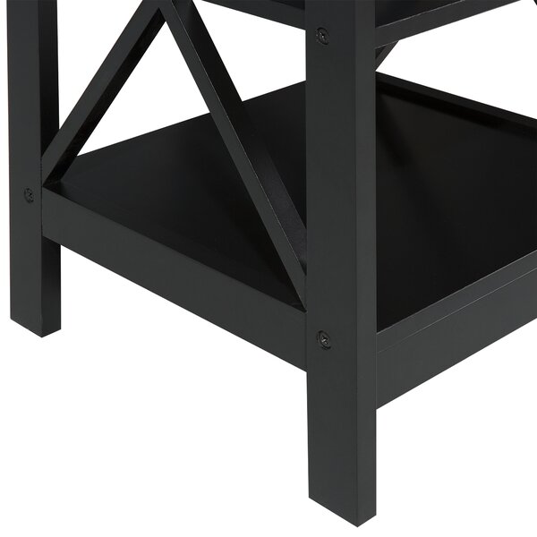 Odkladací stolík čierny MDF 40 x 40 cm štvorcový s 2 policami moderný škandinávsky štýl