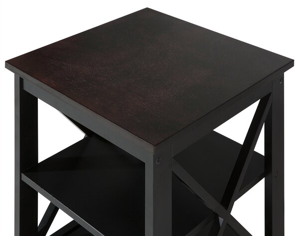 Odkladací stolík čierny MDF 40 x 40 cm štvorcový s 2 policami moderný škandinávsky štýl