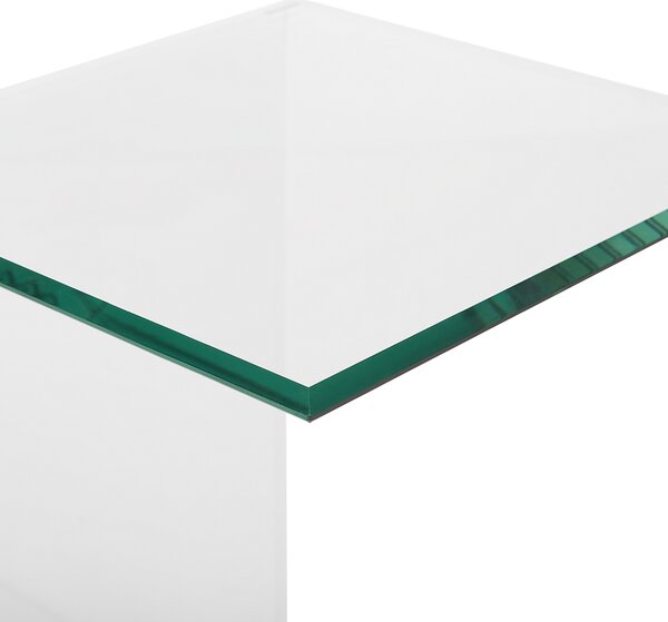Odkladací stolík priehľadný bezpečnostné sklo 40 x 61 cm obdĺžnikový tvar konzolový moderný glamour štýl obývačka