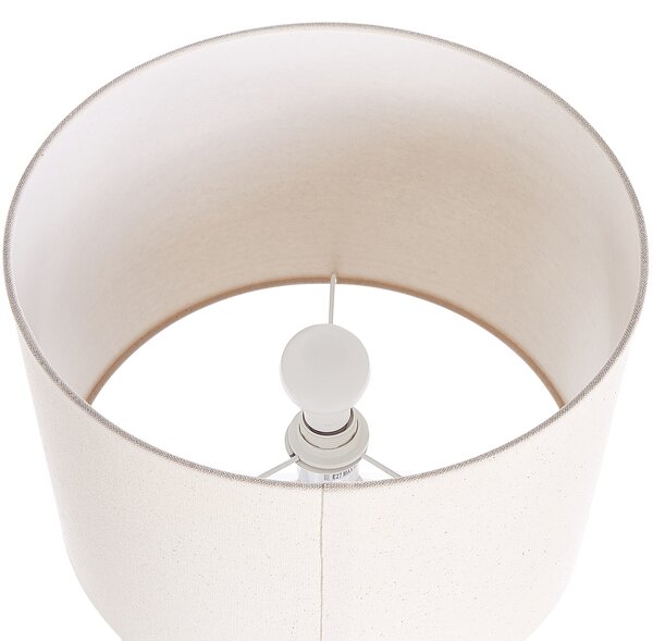Stolná lampa biela keramická látkové tienidlo tvarovaný podstavec nočná lampa