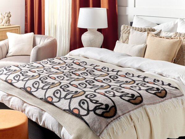 Prikrývka viacfarebná akryl polyester 130 x 170 cm s motívom tváre strapce moderný štýl obývacia izba spálňa