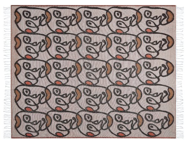 Prikrývka viacfarebná akryl polyester 130 x 170 cm s motívom tváre strapce moderný štýl obývacia izba spálňa