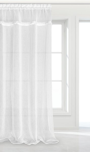 Záclona na riasiacej páske BOHO biela Rozmer: 300x270 cm