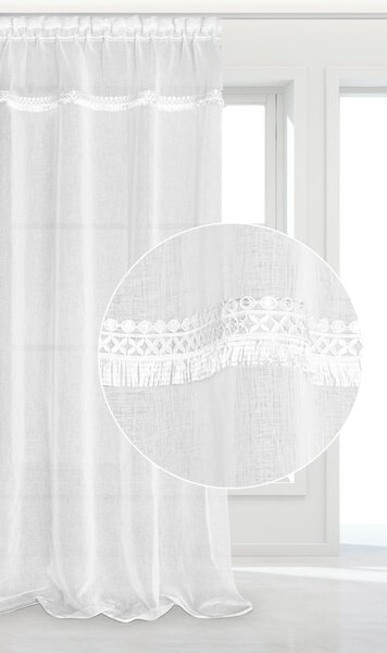 Záclona BOHO na krúžkoch biela 140x250 cm