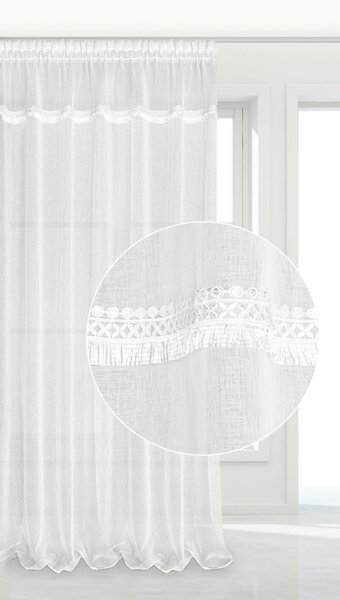 Záclona na riasiacej páske BOHO biela Rozmer: 300x270 cm