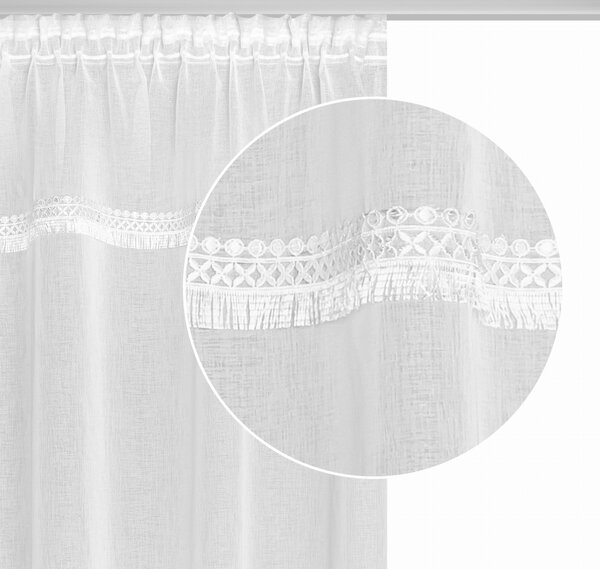 Záclona na riasiacej páske BOHO biela Rozmer: 300x270 cm