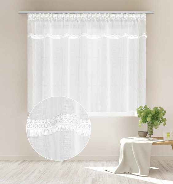 Záclona na riasiacej páske BOHO biela Rozmer: 300x270 cm