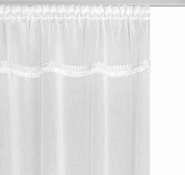 Záclona na riasiacej páske BOHO biela Rozmer: 300x270 cm