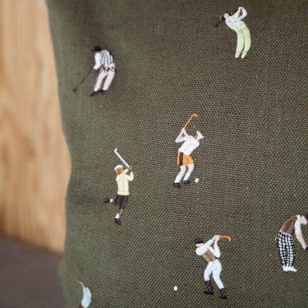 Ľanový poťah na vankúš Golfers Embroidered 48 × 48 cm
