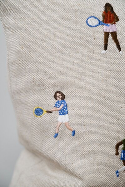 Ľanový poťah na vankúš Tennis Embroidered 48 × 48 cm