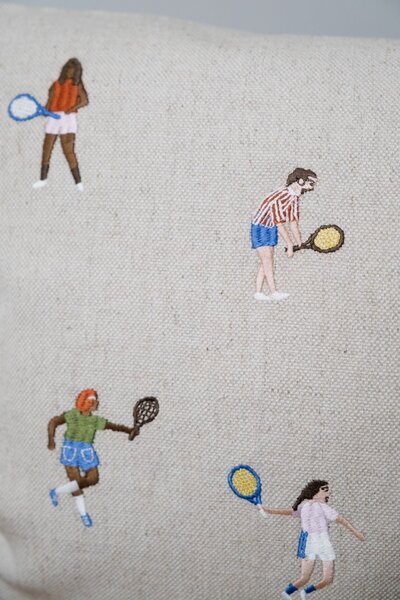 Ľanový poťah na vankúš Tennis Embroidered 48 × 48 cm