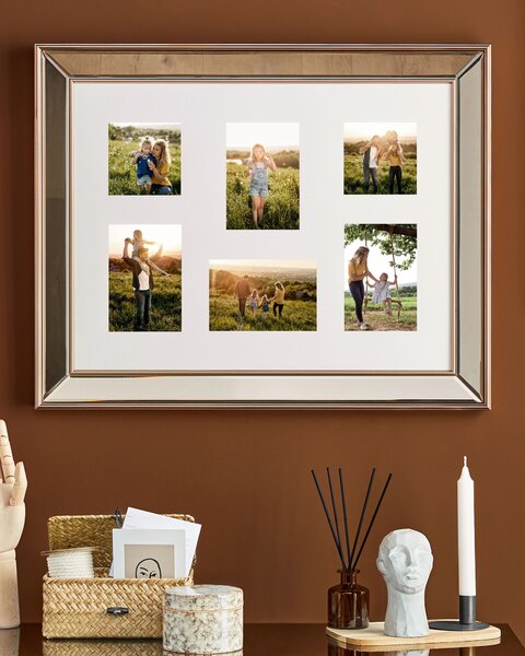 Fotorámik medený plastový so zrkadlovým efektom 65 x 52 cm na 6 fotografií 10 x 10 cm