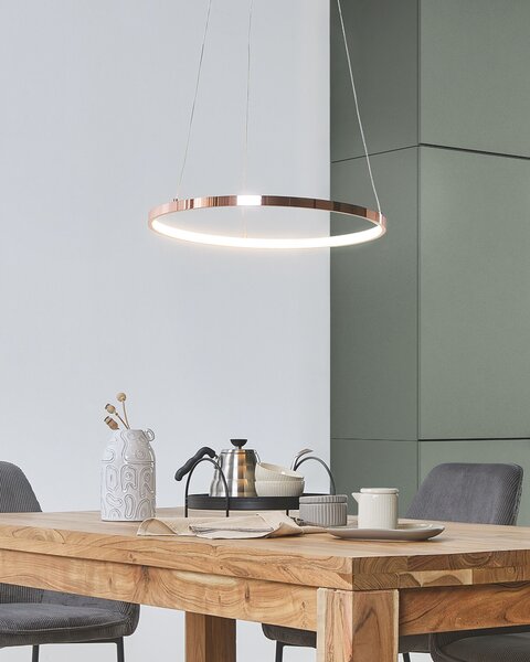 Závesná lampa ružovozlatá kovová ø 50 cm hliníková s LED svetlami okrúhle závesné moderné glamour svietidlo