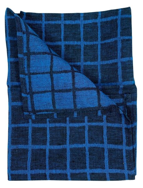 Ľanová utierka Rutig Blue/Black 47 x 70 cm