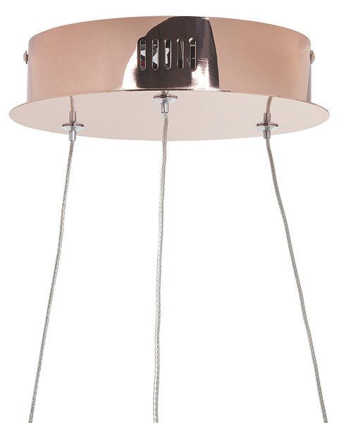 Závesná lampa ružovozlatá kovová ø 50 cm hliníková s LED svetlami okrúhle závesné moderné glamour svietidlo