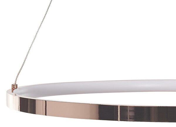 Závesná lampa ružovozlatá kovová ø 50 cm hliníková s LED svetlami okrúhle závesné moderné glamour svietidlo