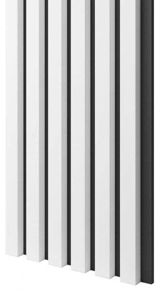 Akustický panel, podklad MDF doska, úzka lamela, biely mat, 30x275 cm