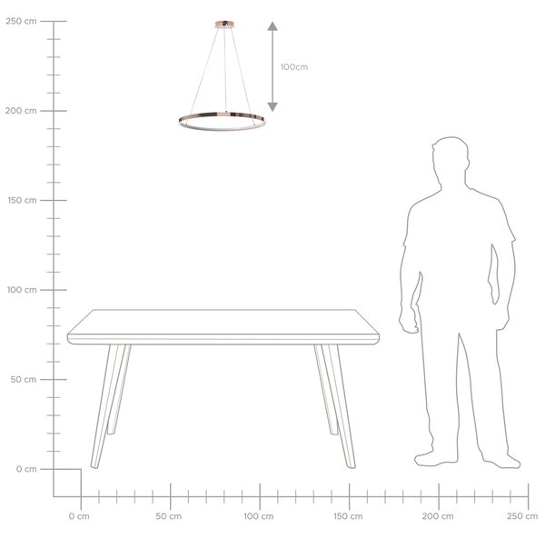 Závesná lampa ružovozlatá kovová ø 50 cm hliníková s LED svetlami okrúhle závesné moderné glamour svietidlo