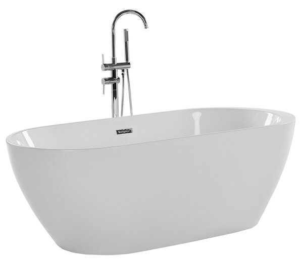 Voľne stojaca vaňa biela akrylát 170 x 80 cm oválny tvar elegantný moderný štýl kúpeľňa