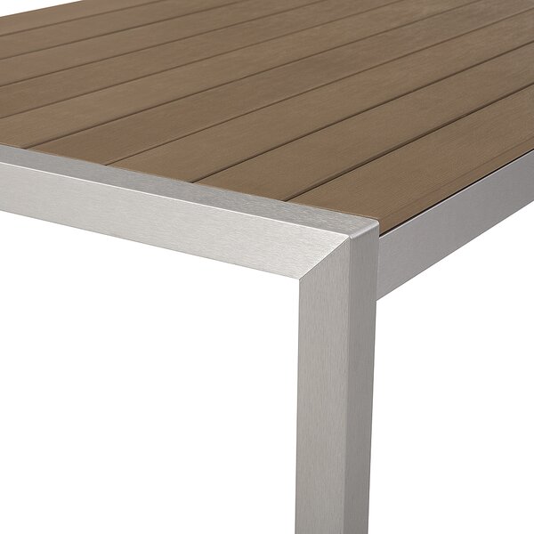 Jedálenský stôl svetlé plastové drevo strieborný hliníkový rám pre 6 osôb 180 x 90 cm moderný dizajn