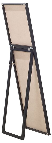 Stojace zrkadlo čierne obdĺžnikový rám 40 x 140 cm vysoké so stojanom moderný dizajn