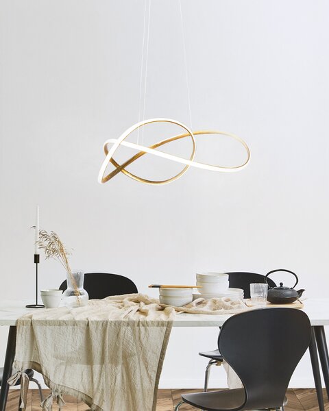 Závesná lampa zlatá hliníková s LED svetlami v tvare uzla moderné elegantné závesné svietidlo