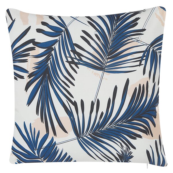 Sada 2 vonkajších vankúšov modrý Polyester 45 x 45 cm vzor s potlačou palmového listu záhradná terasa