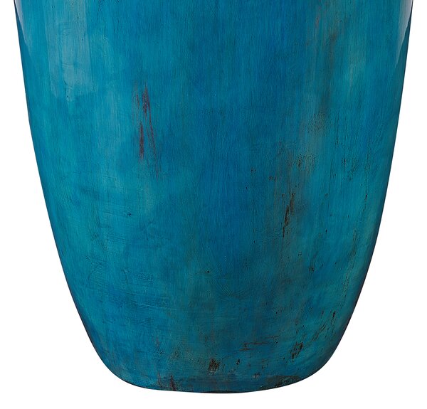 Dekoratívna váza modrá strieborná terakota 42 cm lesklá povrchová úprava boho vintage štýl doplnky